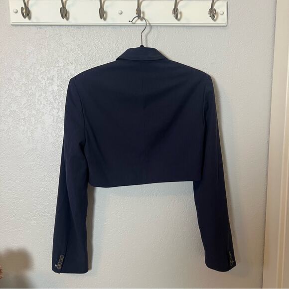 Revolve L’academie Aven Cropped Blazer in Navy Stripe - Picture 5 of 7